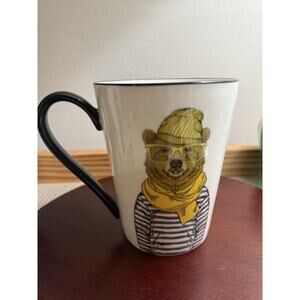 Signature Housewares Office Hipster Bear Stoneware Mug 16 ozs. Microwave Safe